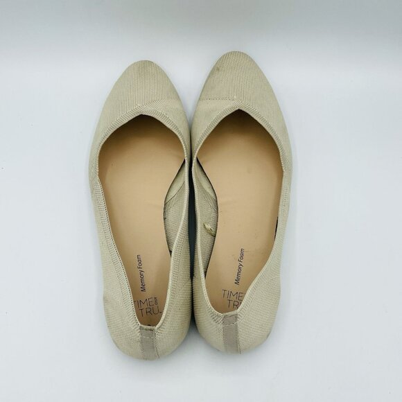 Time and Tru Shoe Women Size 9 Tan Knit Stretch Flats Memory Foam Comfort Loafer - Picture 8 of 11